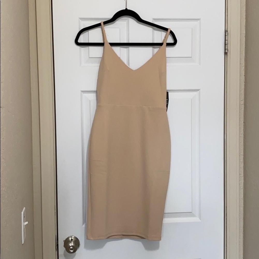 Lulus Dress Midi Length Nude Size S